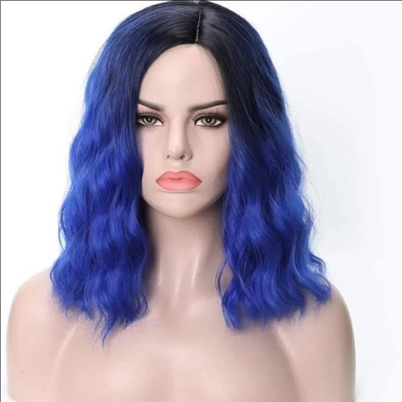 Brand New 16inch Black/Blue Ombré Synthetic Hair Wig - Picture 1 of 5
